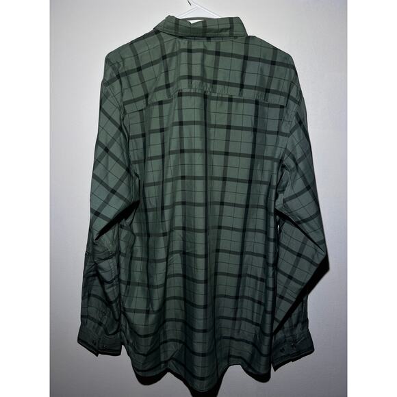 Wrangler Technical Long-Sleeve Work Shirt for Men - Green Check - L - Picture 8 of 9